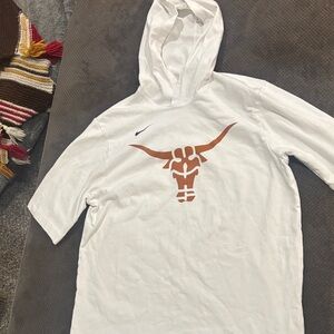 Nike White Hoodie with Orange Longhorn Graphic